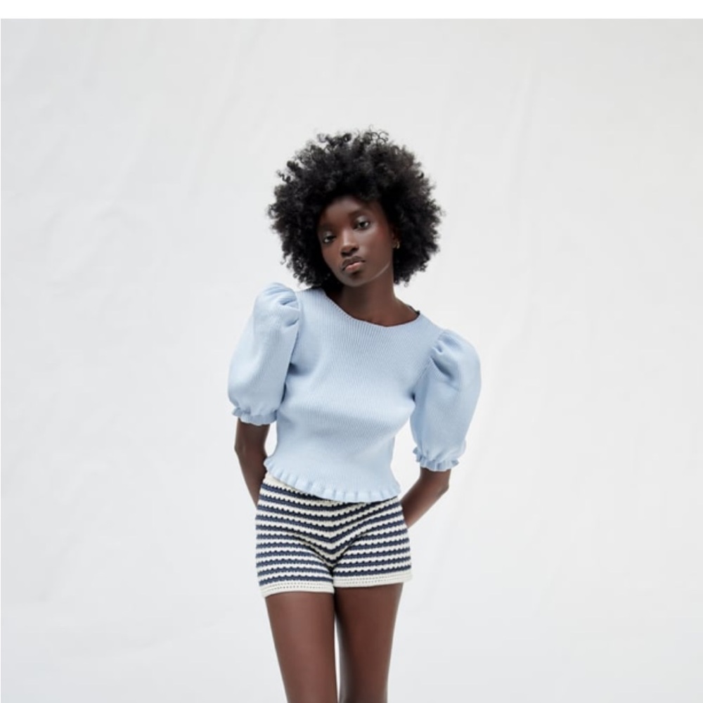 Zara Open Back Knit Sweater Top
